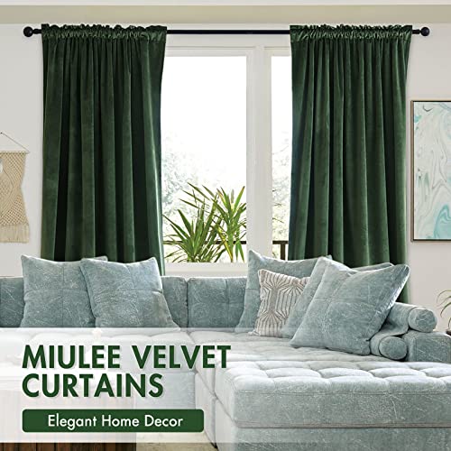 Olive Green Blackout Velvet Curtains Drapes 108 Inch Long 52"x108" (2 Count)