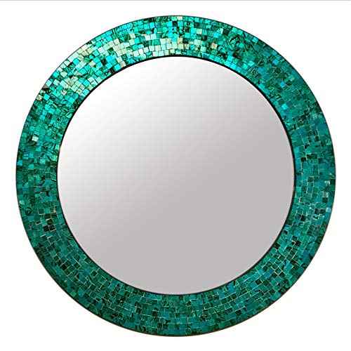 24" Round Rainbow Mosaic Wall Mirror