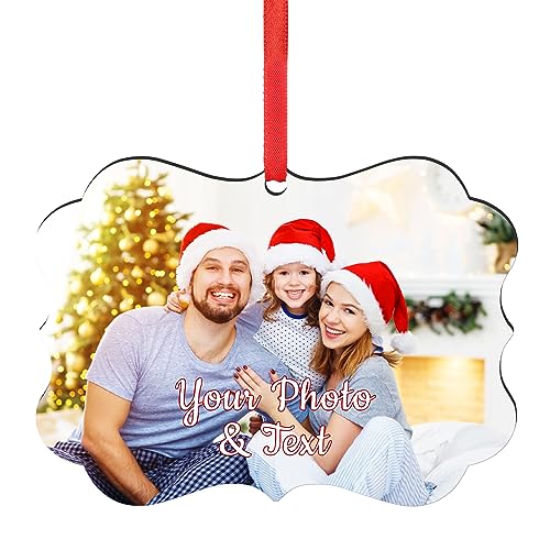 Personalized Christmas Ornaments 2025 Wood Custom Picture Text Hanging Ornament Customized Christmas Tree Decorations Keepsake Gift for Family Couples Xmas Tree Home Decor