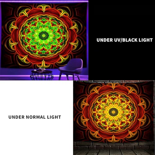 Blacklight Mandala Tapestry Wall Hanging