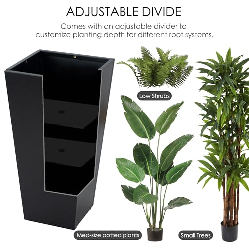 30" H x 15.4L x 15.4W Tall Taper Black Metal Planter