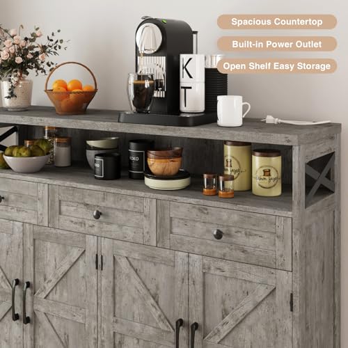 Farmhouse Buffet Cabinet with Drawers & Barn Doors