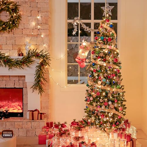7.5 ft Prelit Pencil Christmas Tree with 792 Branch Tips