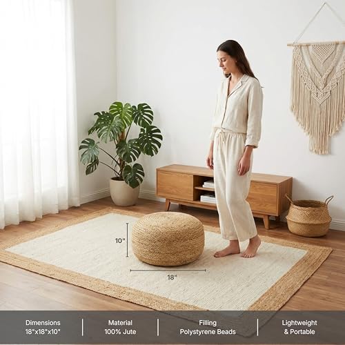 Jute Circular Low Pouf Ottoman