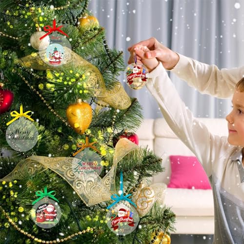 50 Pieces Christmas Hanging Ornaments with 50Pcs 25 Color Ribbons (40 Count)