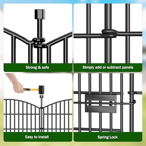 10 Panel No Dig Decorative Garden Fence with Gate 24" H x 20'L Dog Barrier (4.34 Sq Ft)