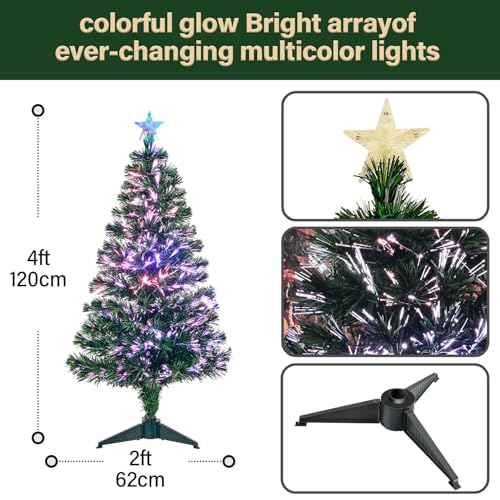 4FT Fiber Optic Green Christmas Tree Artificial Tree with Stand