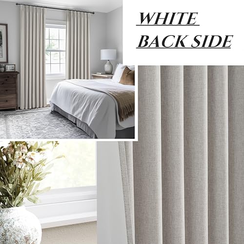 Natural Melange Taupe 120 Inch Extra Long Curtains for Living Room 2 Panels Set (2 Count)