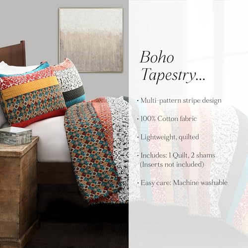 Boho Stripe Reversible Cotton Quilt 3