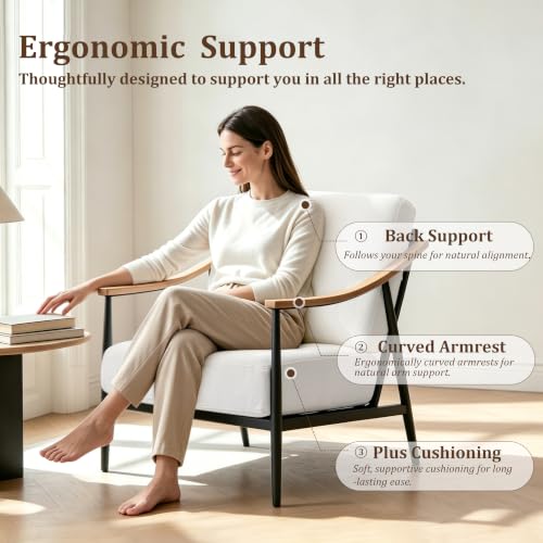 Modern Accent Chairs Set of 2 for Living Room Bedroom Mid Century Arm Chairs Upholstered Office Accent Chairs Comfy Waiting Room Chairs with Metal Frame (2 Count)