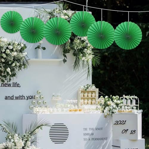 Green Party Decorations Green Hanging Paper Round Fans Bulk 16inch DIY (30 Count)