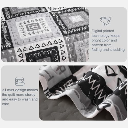 Reversible Boho Quilts Queen Size Black