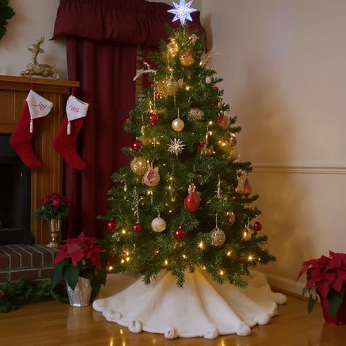 36 Inch Classic Faux Fur Christmas Tree Skirt White Plush