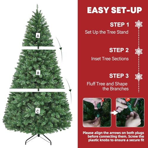 7.5ft Artificial Prelit Christmas Tree with 450 Multicolor LEDs (1450 Count)