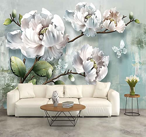 Chinoiserie Lotus Mural Wallpaper White Abstract Floral (110.1 Sq Ft)
