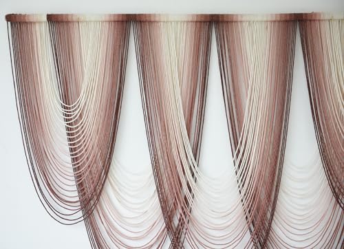 Macrame Wall Hanging Dip Dyed Pink Boho Yarn Fiber Wall Art 57" W x 41" L