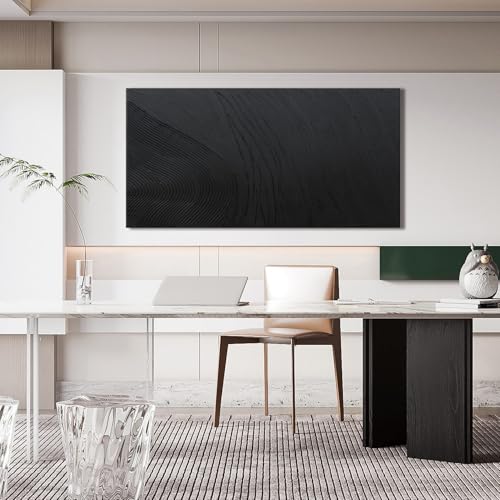 Black Wall Art Decor Canvas Art Wall Decor Black Silence Wall Art Painting Decorations Artwork Wall Art Prints Modern Textured Wall Art for Living Room 20"X40" for Room Bedroom Office Decor