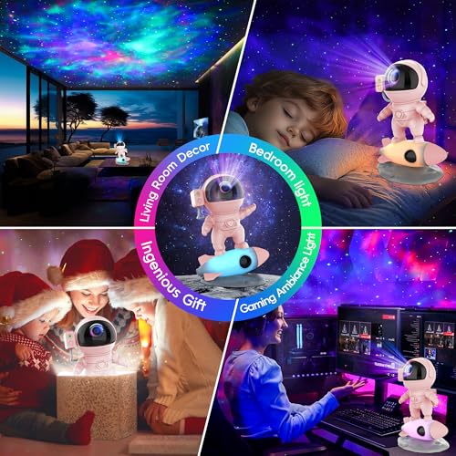 Astronaut Galaxy Projector Night Lights with Rocket Lamp