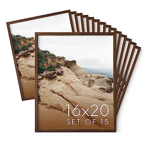 16x20 Walnut Oak Wood Picture Frames Set of 15