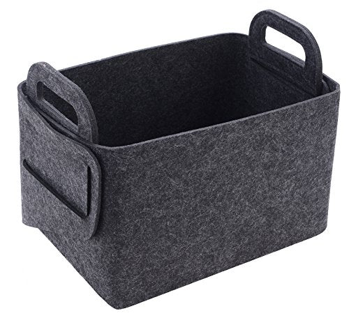Storage Basket Felt Storage Bin Collapsible& Convenient Box Organizer with Carry Handles for Office Bedroom Closet Babies Nursery Toys Laundry