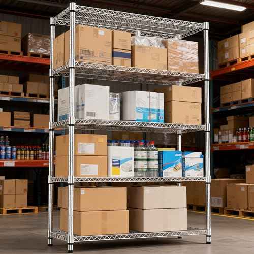 5 Tiers Shelf Metal Storage Shelves 3300 lbs Steel Storage Shelving Utility Shelving Unit Steel Organizer Wire Rack for Home (5 Count)