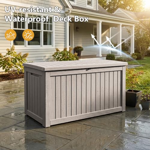 280 Gallon Outdoor Storage Box Waterproof Lockable Resin Deck Box Large