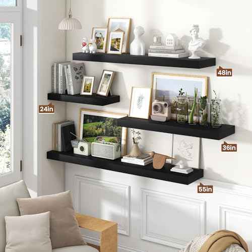 Floating Shelves 47.2" W x 10.3" D Black Set of 1