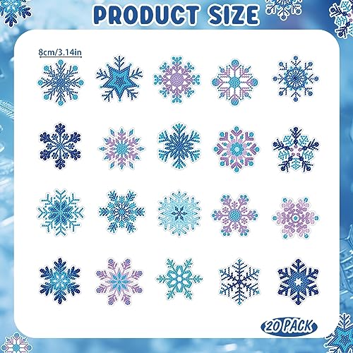 20 Pcs Snowflake Diamond Painting Keychain Kits (20 Count)