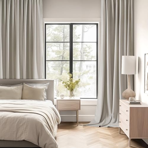 Natural Back Tab Blackout Curtains 52x120 Inch Long 2 Panels Set