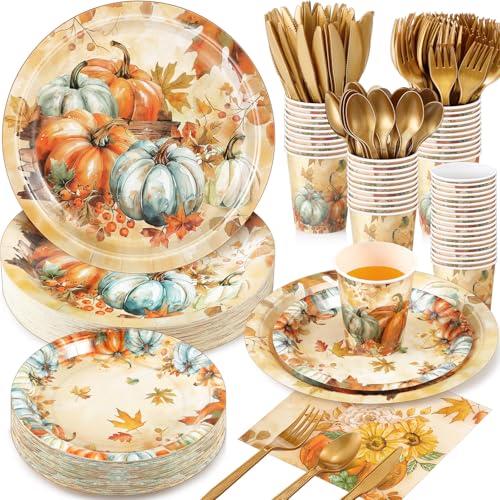 350Pcs Thanksgiving Disposable Tableware Paper Plate (350 Count)