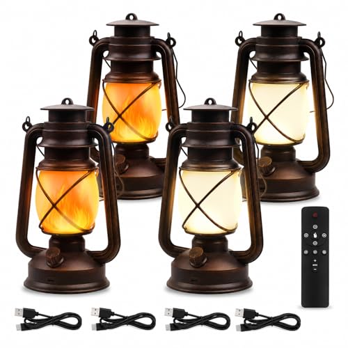 USB Rechargeable Lanterns 4 Pack with Remote Control 4 Modes Lights (4 Count)