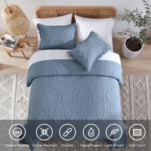 Blue Ruffled Quilt Twin Size
