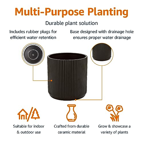 Fluted Ceramic Planter Pot for Indoor Outdoor Plants