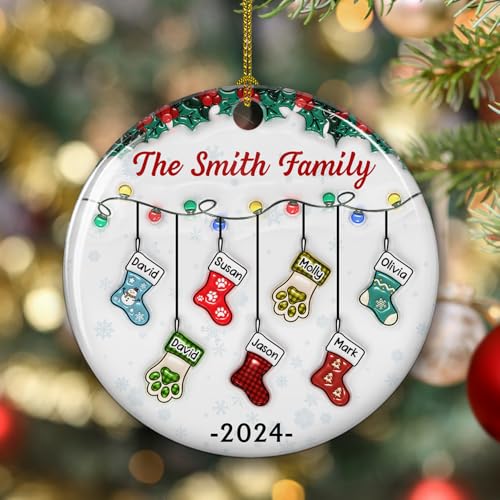Stocking Personalized Family Christmas Ceramic Ornament 2025