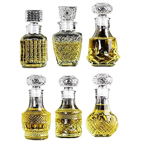 AlifordGlass Mini Glass Bottles with 6 Different Shapes Can be Used for Self (6 Count)