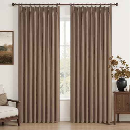 Curtains 60 Inch Length Wide Pinch Pleated Black Out Curtain 84 Inch Long for Living Room (2 Count)