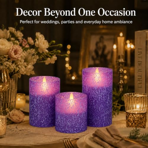 Purple Flameless Candles with Remote (3 Count)