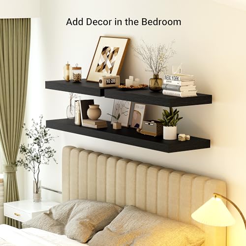 48 x 12 Deep Floating Shelves Wall Mounted Set of 1 Black