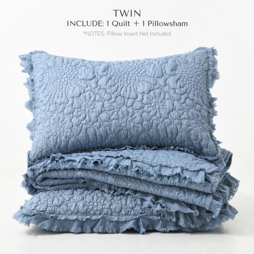 Blue Ruffled Quilt Twin Size