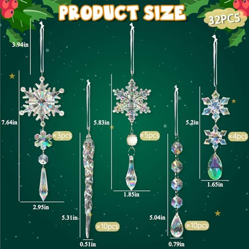 Crystal Christmas Tree Ornaments (32 Count)