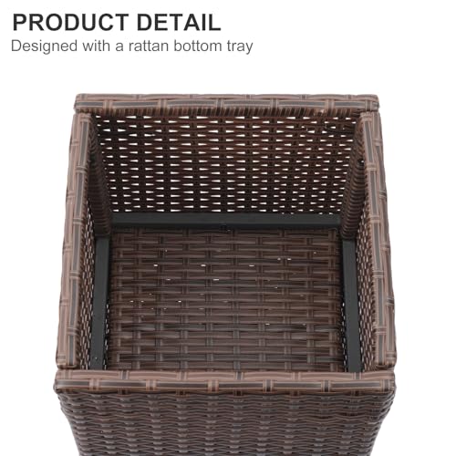 2 Pack Tall Planters for Outdoor Rattan Square Box 12x12x24inch (2 Count)