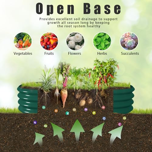 6 Pack 8x3x1FT Galvanized Raised Garden Bed Kit Oval Metal Ground Planter Box Outdoor Bottomless Planter Raised Beds for Vegetables Flowers Herbs Fruits