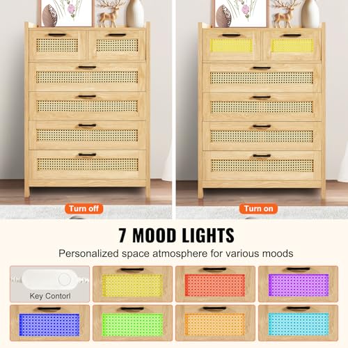 5 Drawer Rattan Dresser