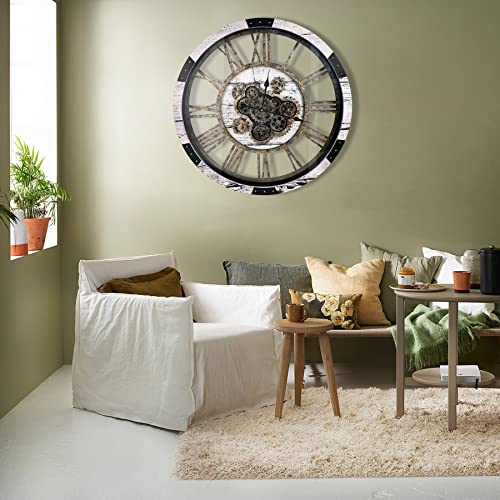 30" Large Wall Clock Moving Gears