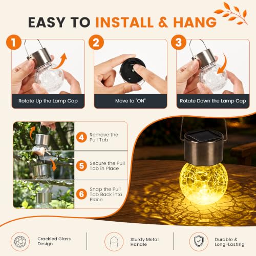 Solar Lights Outdoor Hanging Lantern Garden Decor for Outside 8 Pc (8 Count)