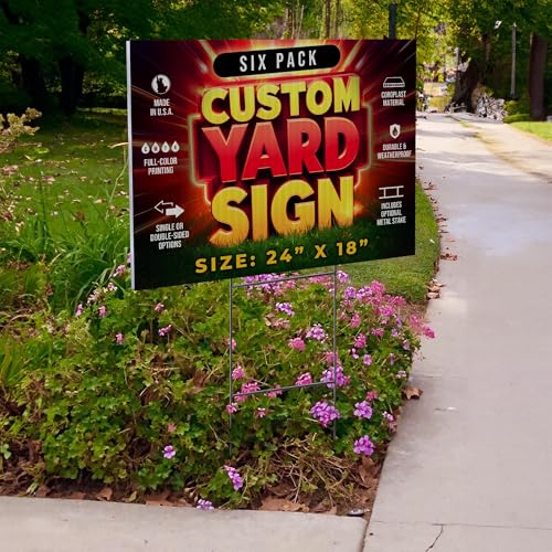 6 Pack 24"x18" Custom Yard Signs with Stakes (6 Count)