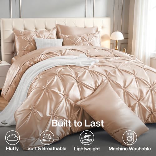 Satin Queen Comforter Set Champagne