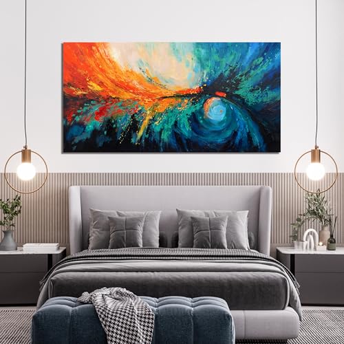 Canvas Wall Art Decor Wall Art Pictures For Living Room Blue Green Wall Art Decor Canvas Abstract Art Work Colorful Abstract Wall Art Paintings Prints For Bedroom Office Kitchen Wall Decor 20" x 40"