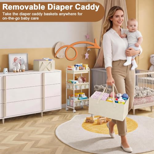 2 in 1 Baby Diaper Organizer with Diaper Caddy Basket