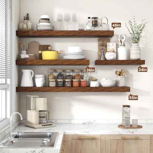 Floating Shelves 55.1" W x 10.3" D Rustic Brown Set of 1